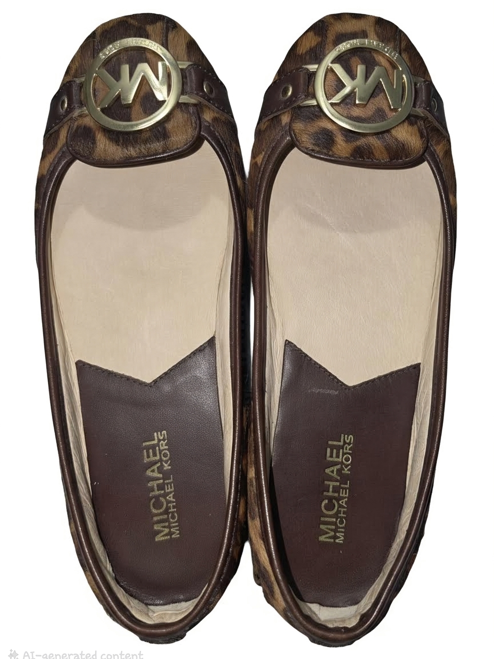 Michael Kors Brown Leopard Ballet Flats with Gold MK Medallion